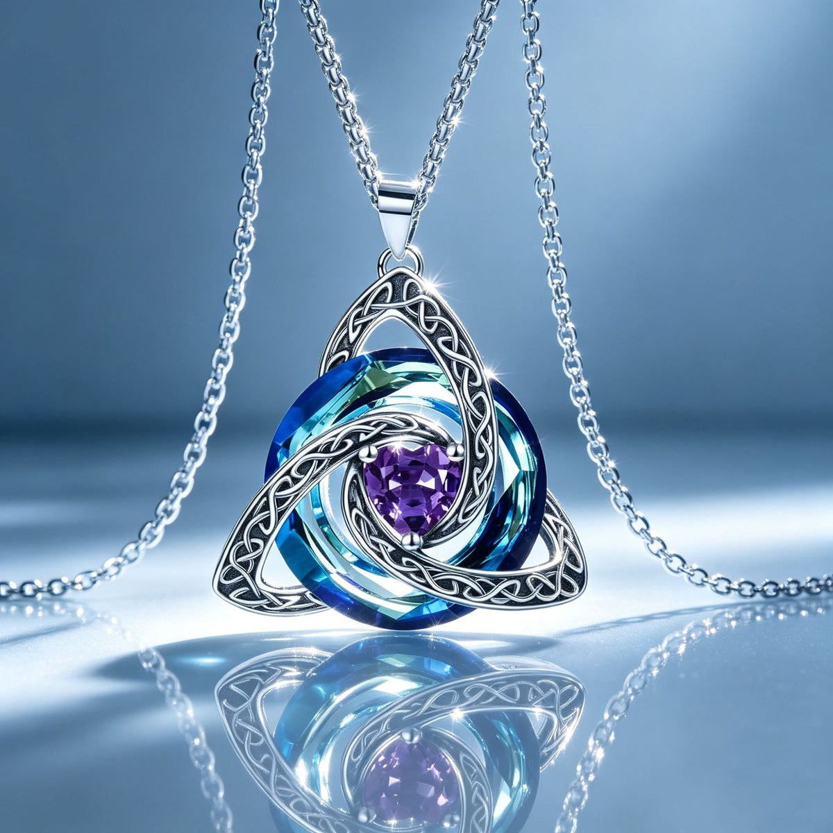 ✨Collier avec nœud celtique de la Trinité et pierre de naissance – Un symbole chargé de sens, représentant l'amour et le lien ❤️