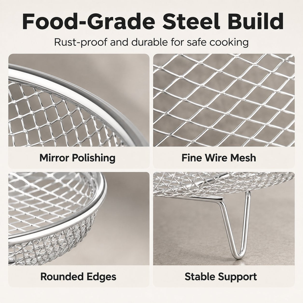 🔥🥘 Grille en acier inoxydable pour friteuse à air chaud – Croustillant sans effort