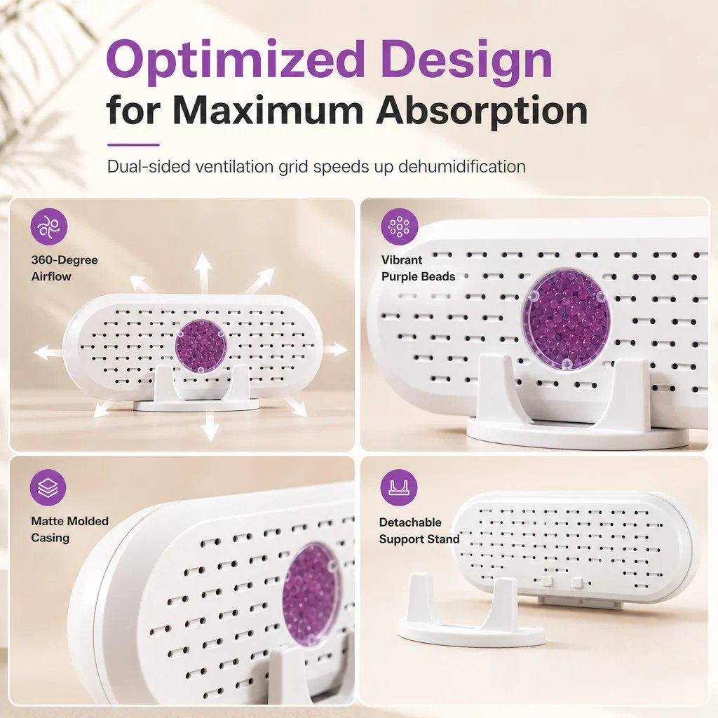 💧👕 Mini-déshumidificateur réutilisable – Pour des armoires et des tiroirs plus frais et plus secs