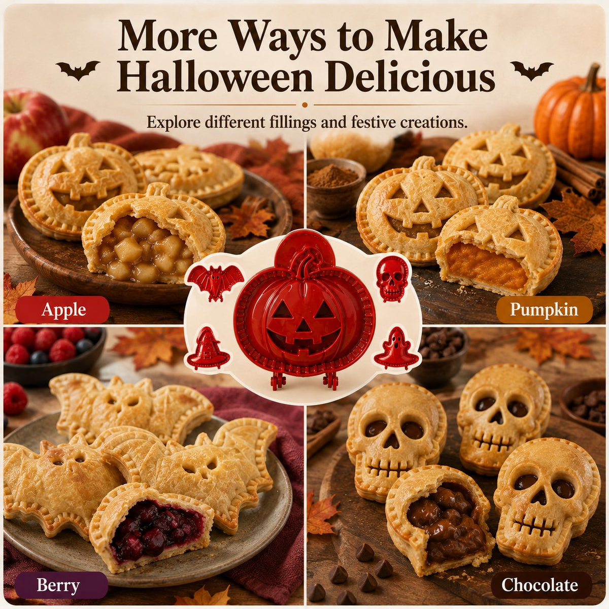 🎃 Lot de 8 moules à mini-tartes d'Halloween