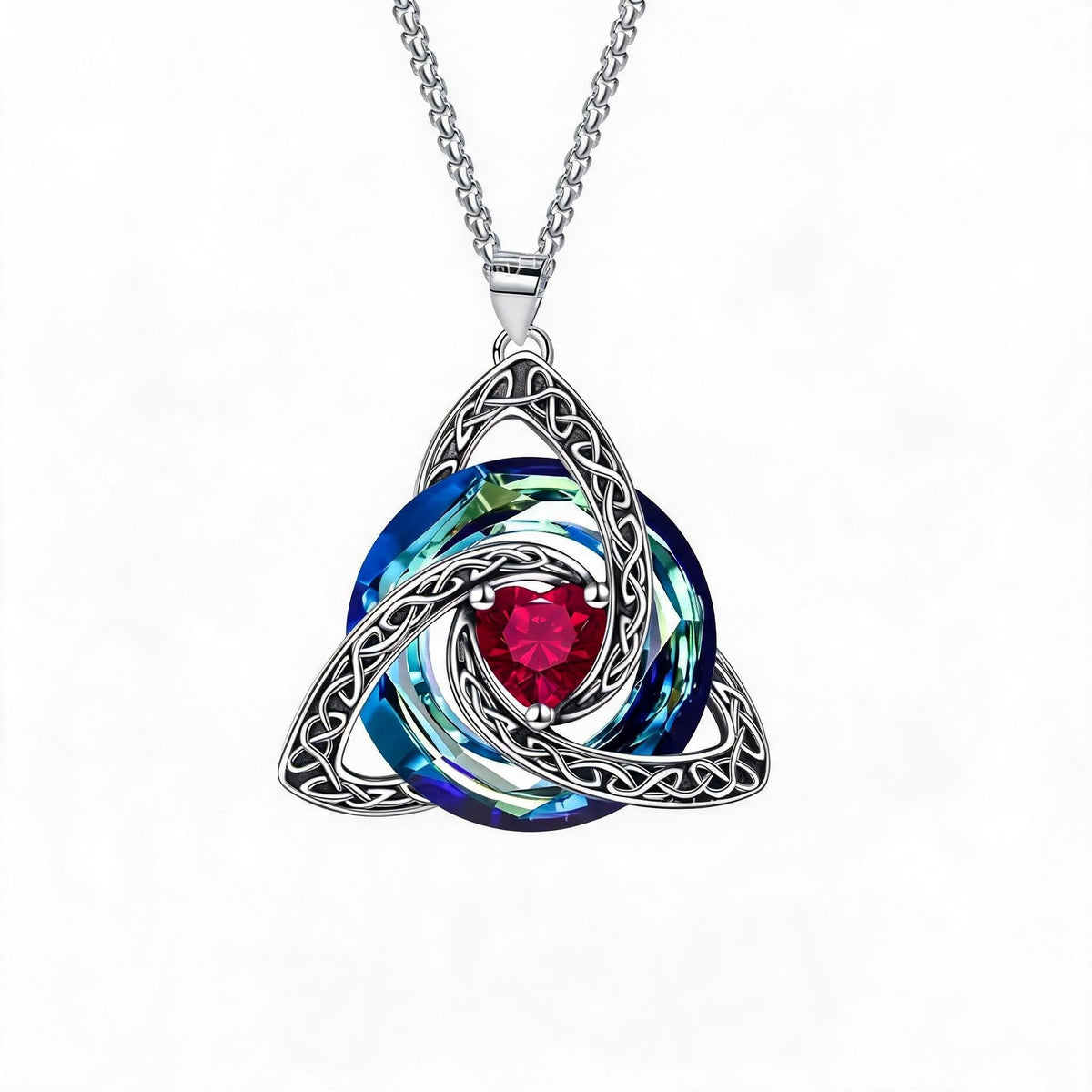 ✨Collier avec nœud celtique de la Trinité et pierre de naissance – Un symbole chargé de sens, représentant l'amour et le lien ❤️