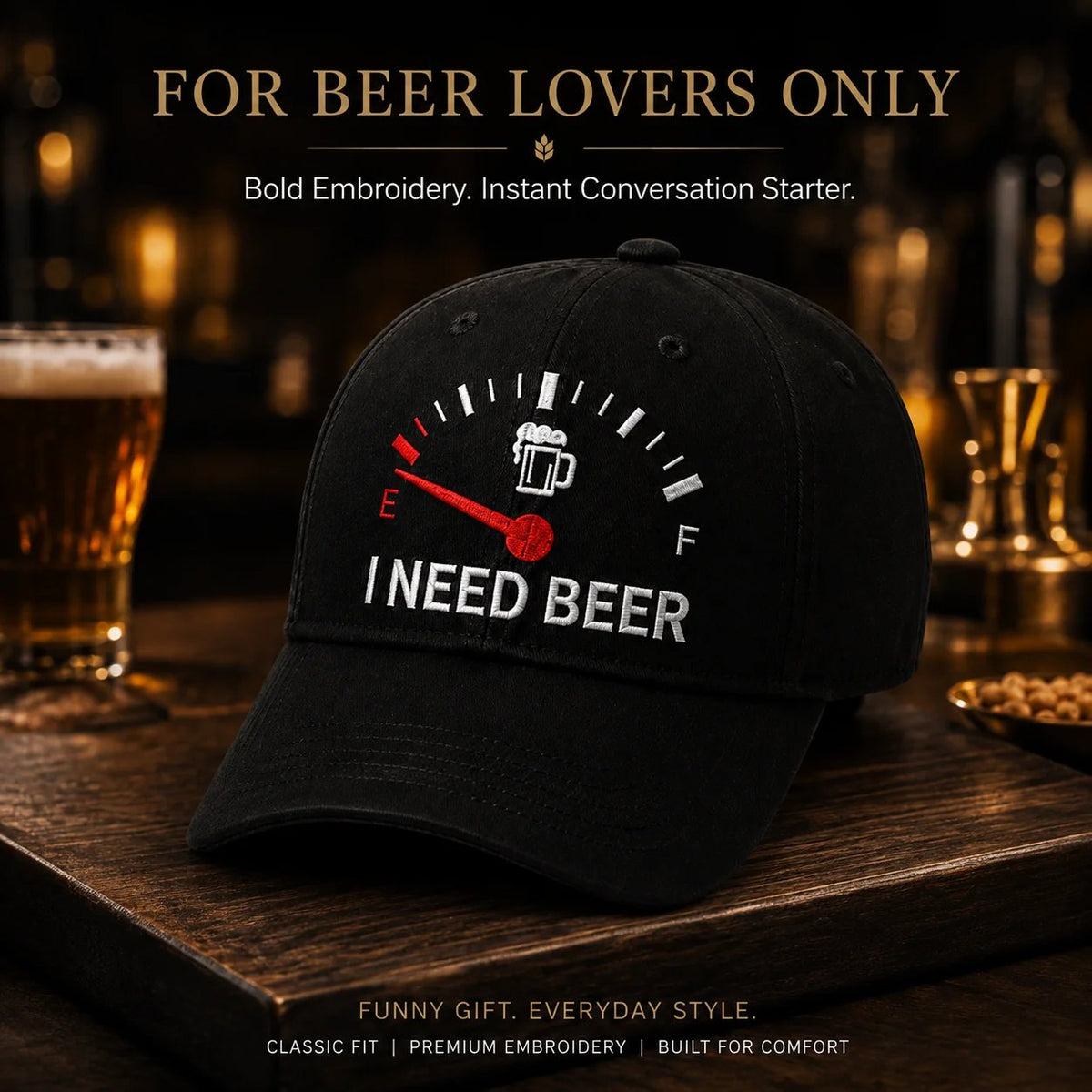 🔥DERNIER JOUR DE LA PROMOTION 50 % DE RÉDUCTION - 🍺 Casquette de baseball brodée « I NEED BEER » – Casquette commémorative unisexe🧢