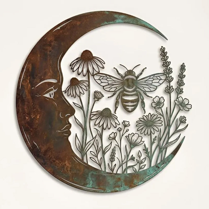 🌜️Décoration murale avec un croissant de lune et une abeille🐝