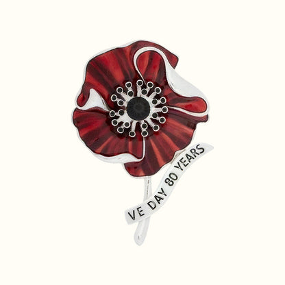 🌺 Broche en forme de coquelicot en émail rouge