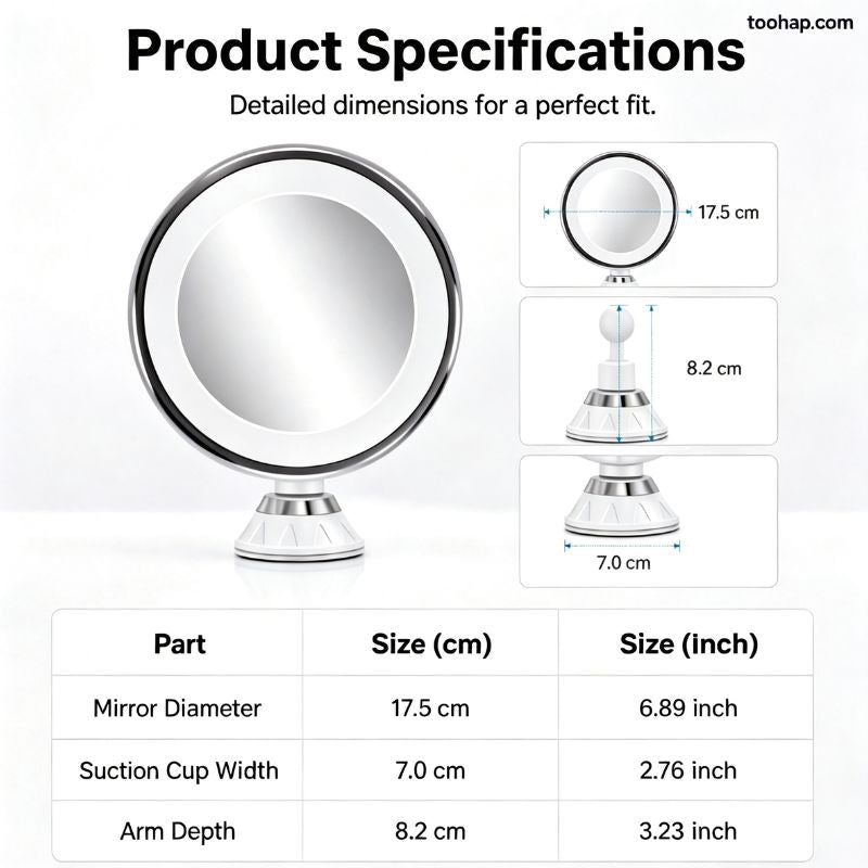 ⏳🔥50 % DE RÉDUCTION POUR UNE DURÉE LIMITÉE ! ⏰💄Miroir de maquillage LED avec grossissement 10x, miroir éclairé à ventouse pour les soins de la peau et le maquillage💄