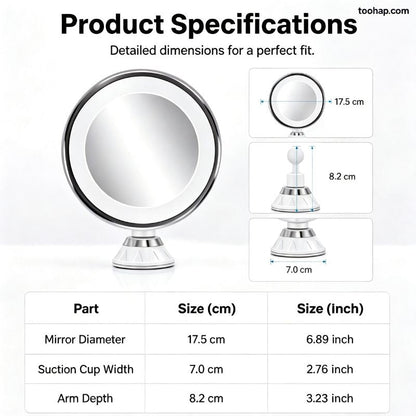 ⏳🔥50 % DE RÉDUCTION POUR UNE DURÉE LIMITÉE ! ⏰💄Miroir de maquillage LED avec grossissement 10x, miroir éclairé à ventouse pour les soins de la peau et le maquillage💄