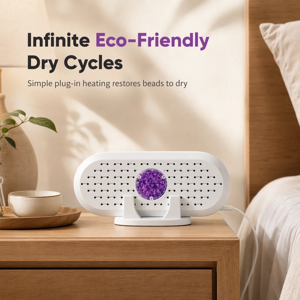 💧👕 Mini-déshumidificateur réutilisable – Pour des armoires et des tiroirs plus frais et plus secs
