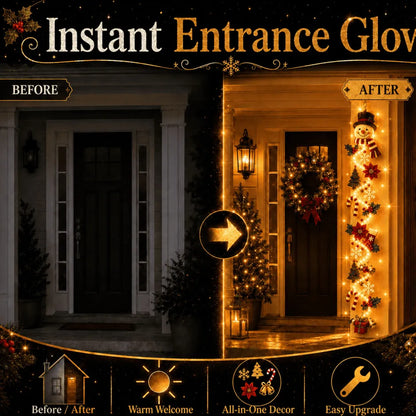 🎄MerryCascade™ Décoration de porte de Noël lumineuse | 6 modèles festifs et lumineux, avec une lueur chaleureuse, des détails en relief et une décoration verticale peu encombrante ✨