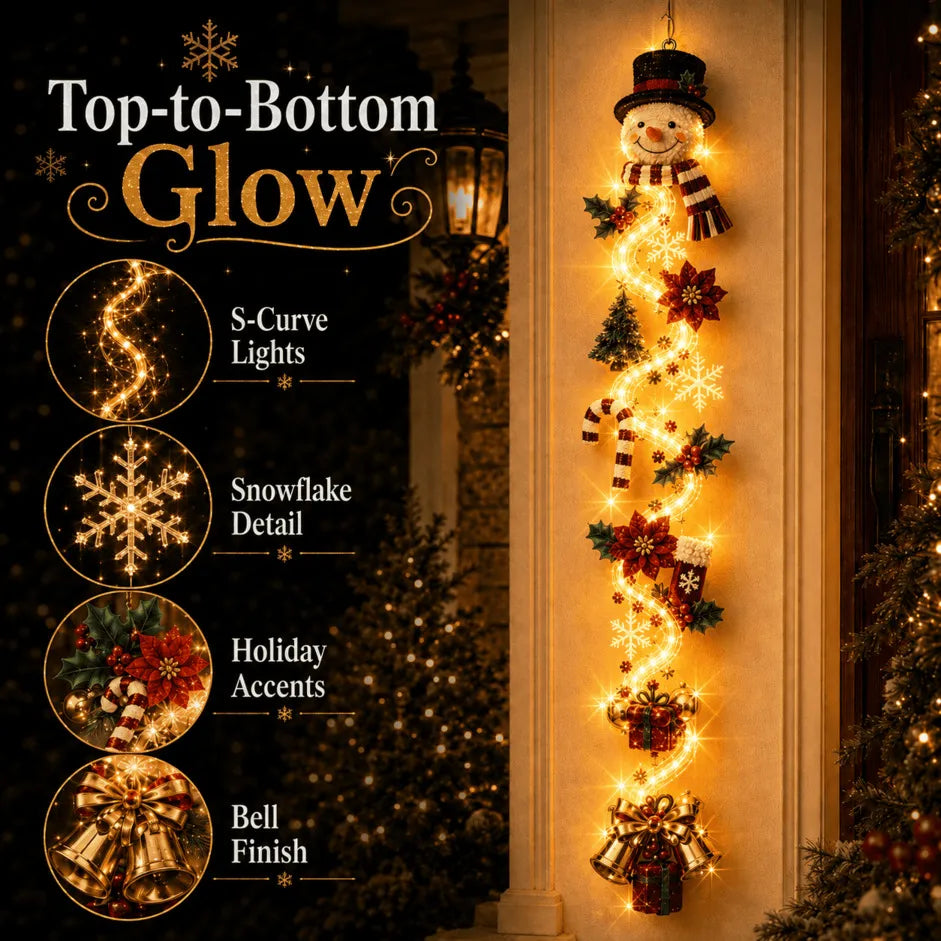 🎄MerryCascade™ Décoration de porte de Noël lumineuse | 6 modèles festifs et lumineux, avec une lueur chaleureuse, des détails en relief et une décoration verticale peu encombrante ✨
