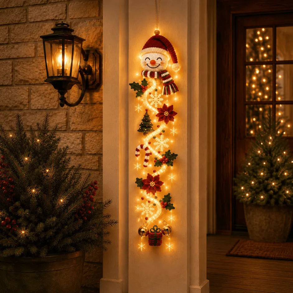 🎄MerryCascade™ Décoration de porte de Noël lumineuse | 6 modèles festifs et lumineux, avec une lueur chaleureuse, des détails en relief et une décoration verticale peu encombrante ✨