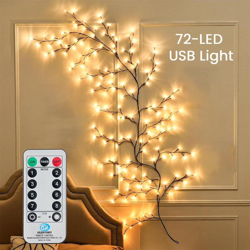 🌟🎅 Guirlande LED flexible en forme de branches d'arbre – Chaleureuse et festive