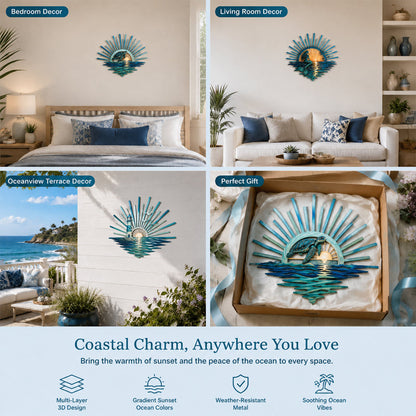 🌅 Décoration murale en métal « Legend of the Sunset Tides » – 🌊 Décoration murale en métal de style nautique vintage