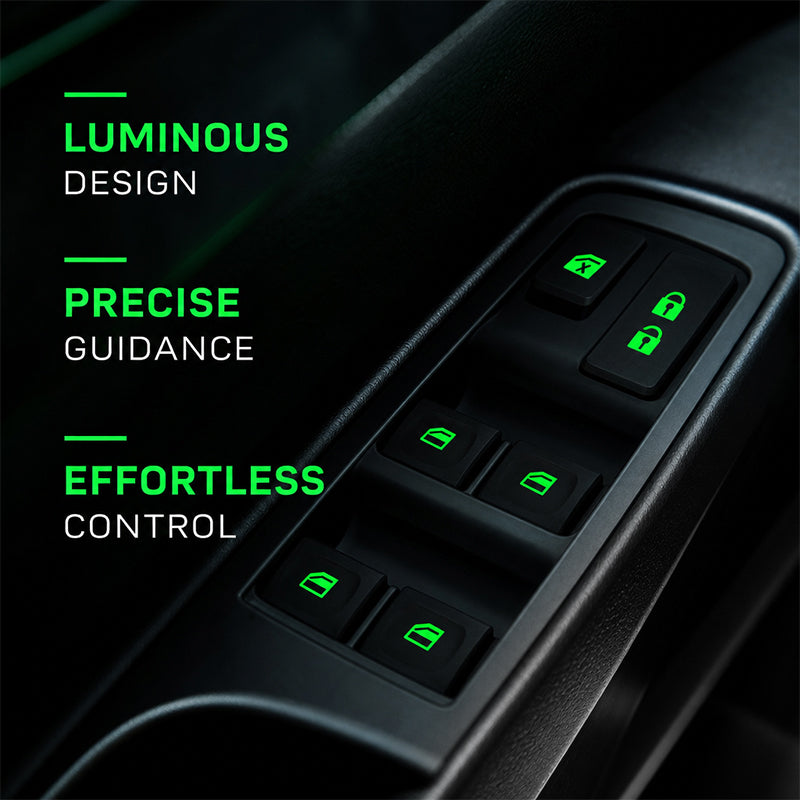 🚗✨ Autocollants lumineux pour commutateurs de vitres de voiture – Autocollants colorés et phosphorescents pour boutons d'avertissement 🌈🌙