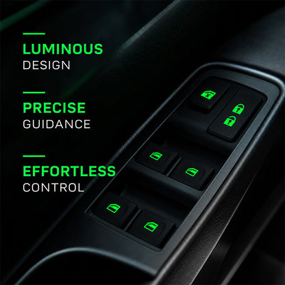 🚗✨ Autocollants lumineux pour commutateurs de vitres de voiture – Autocollants colorés et phosphorescents pour boutons d'avertissement 🌈🌙