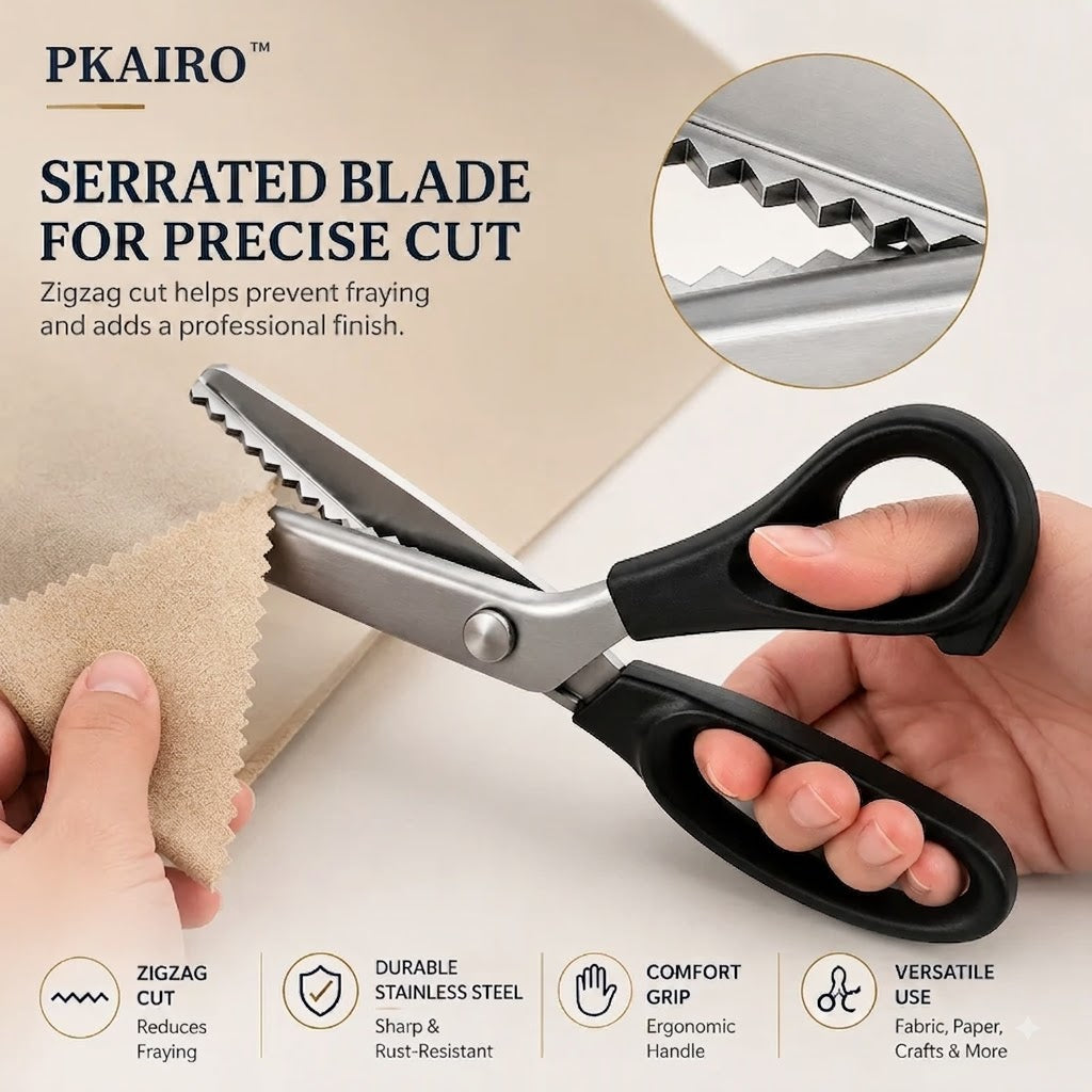 ✂️ Ciseaux crantés professionnels en acier inoxydable de 9,1" - ✨ Ciseaux à lame en zigzag tranchante, anti-effilochage, pour la couture et les loisirs créatifs