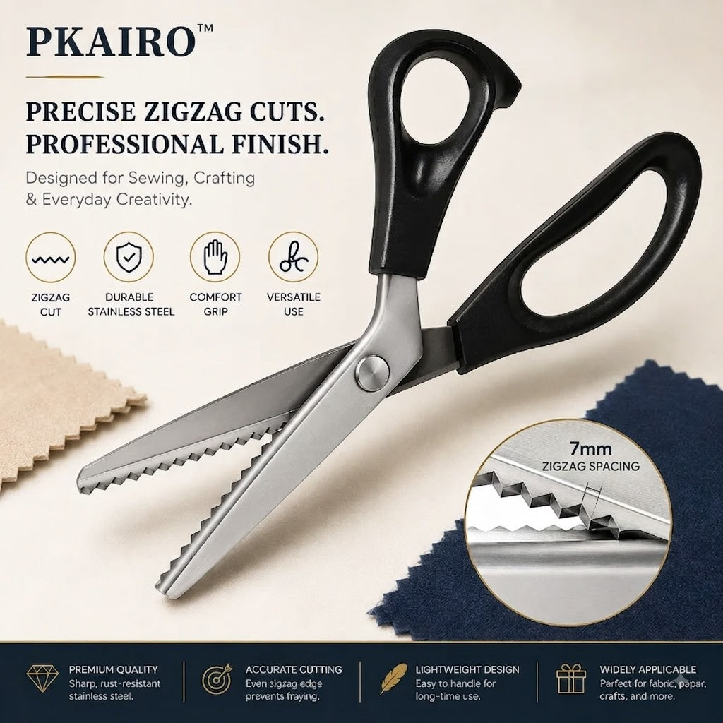 ✂️ Ciseaux crantés professionnels en acier inoxydable de 9,1" - ✨ Ciseaux à lame en zigzag tranchante, anti-effilochage, pour la couture et les loisirs créatifs