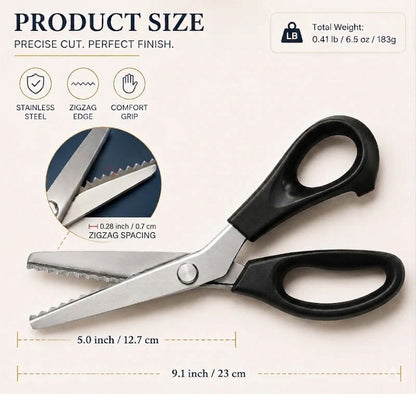 ✂️ Ciseaux crantés professionnels en acier inoxydable de 9,1" - ✨ Ciseaux à lame en zigzag tranchante, anti-effilochage, pour la couture et les loisirs créatifs