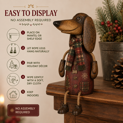 🏡Figurine de Noël vintage représentant un teckel, à poser sur une étagère