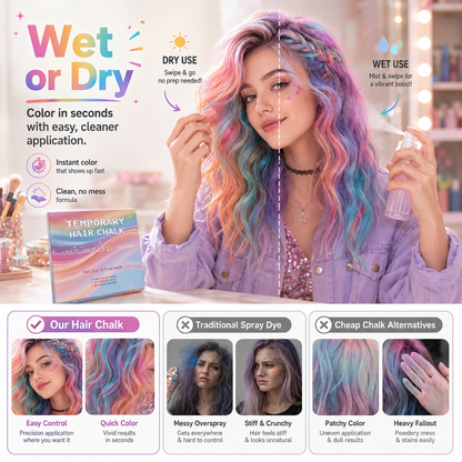 🎨Coffret de 12 craies temporaires pour les cheveux, pour enfants et adolescents