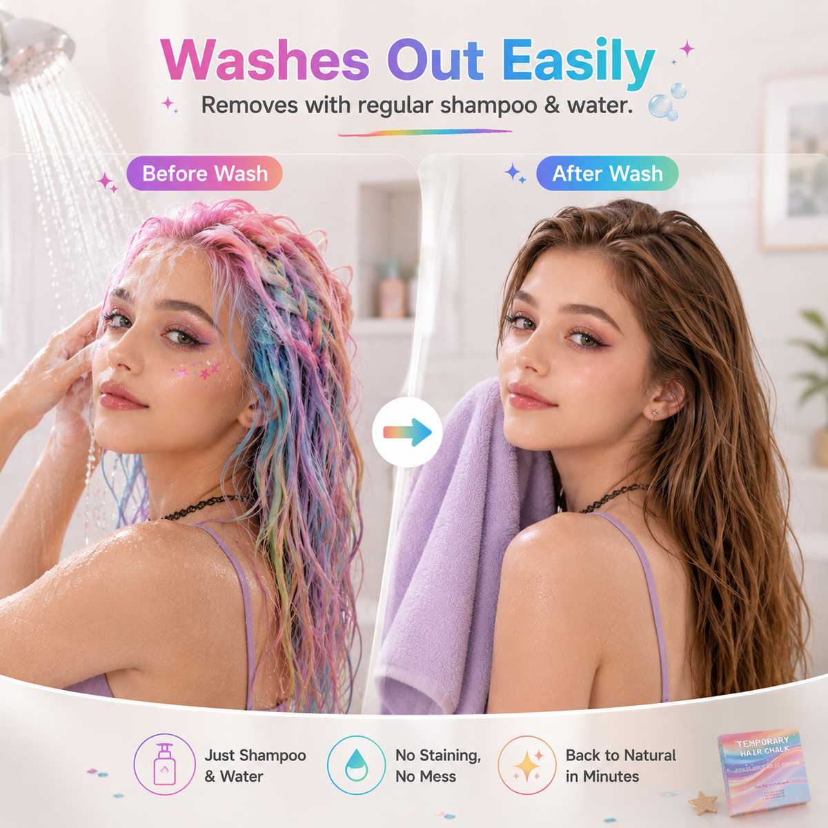 🎨Coffret de 12 craies temporaires pour les cheveux, pour enfants et adolescents