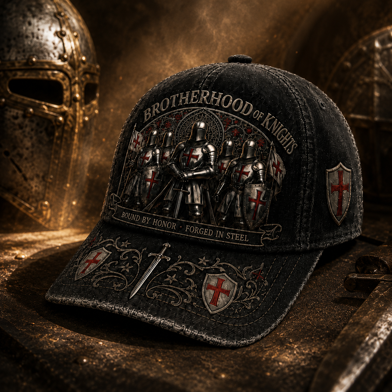 ⚔️ Liés par l'honneur, forgés dans l'acier – Casquette des Templiers 🛡️🔥