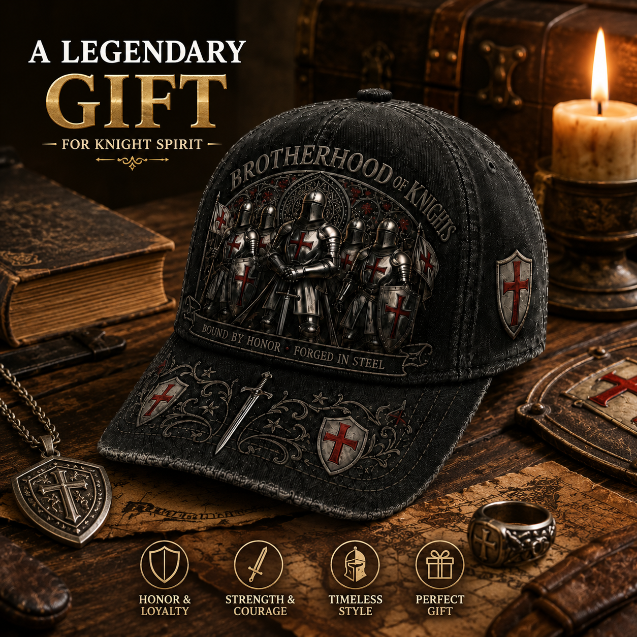 ⚔️ Liés par l'honneur, forgés dans l'acier – Casquette des Templiers 🛡️🔥