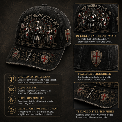 ⚔️ Liés par l'honneur, forgés dans l'acier – Casquette des Templiers 🛡️🔥