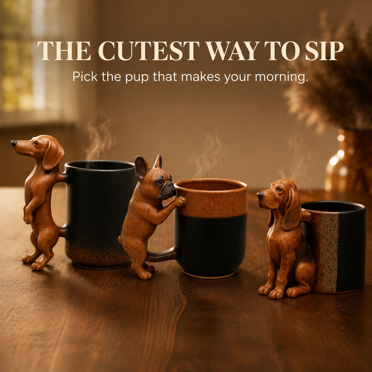 🐶☕ Tasses « Teckel » faites à la main — chaque tasse est unique !