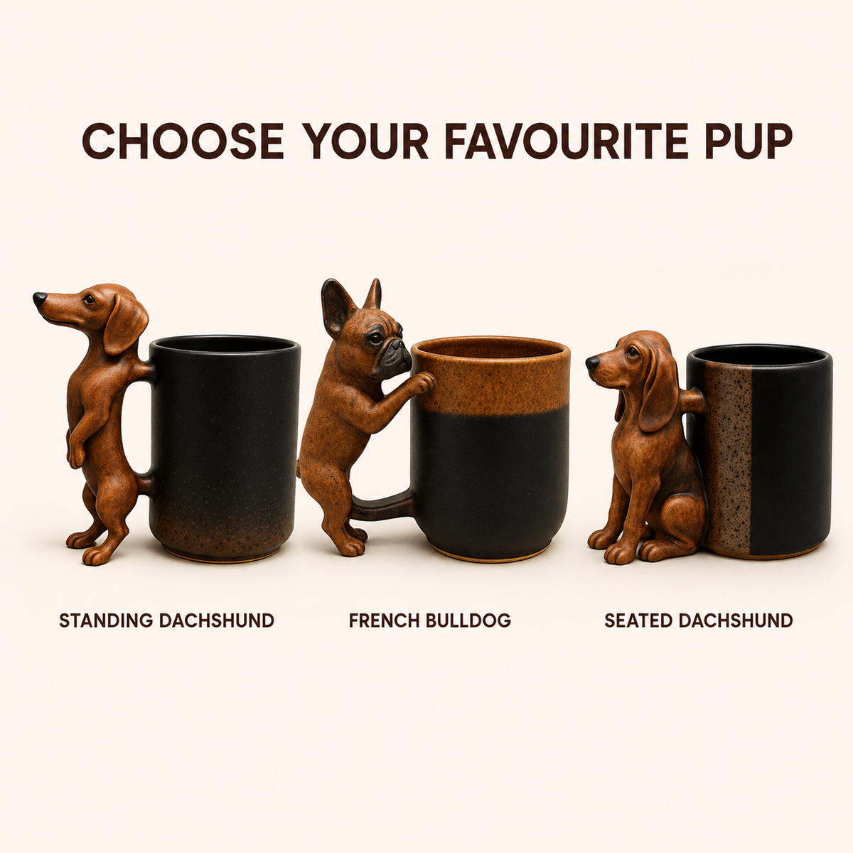 🐶☕ Tasses « Teckel » faites à la main — chaque tasse est unique !