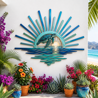 🌅 Décoration murale en métal « Legend of the Sunset Tides » – 🌊 Décoration murale en métal de style nautique vintage