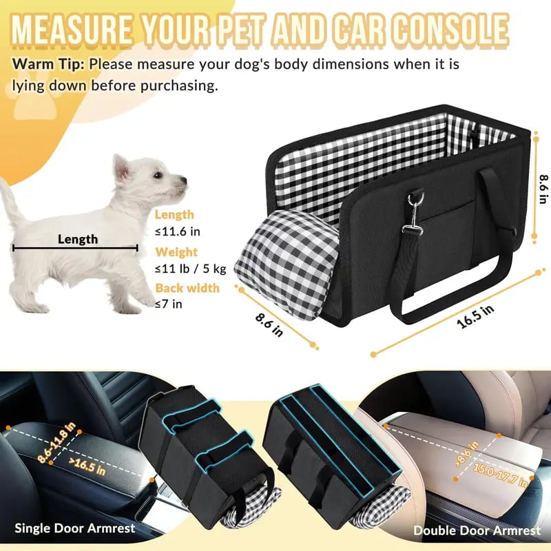 🔥SOLDES 2026 : 50 % DE RÉDUCTION – Siège auto indispensable pour chiens, à installer sur la console centrale – Siège rehausseur pour petits animaux de compagnie qui apaise leur anxiété🐶🚗