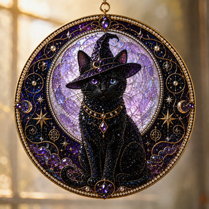 🌙 Kit de bricolage pour créer un chat noir divin comme décoration de fenêtre | Capteur de soleil en 3D avec des perles 🔮✨