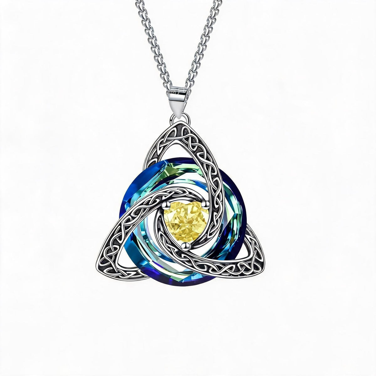 ✨Collier avec nœud celtique de la Trinité et pierre de naissance – Un symbole chargé de sens, représentant l'amour et le lien ❤️
