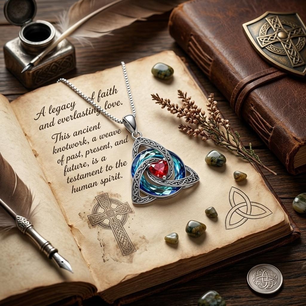 ✨Collier avec nœud celtique de la Trinité et pierre de naissance – Un symbole chargé de sens, représentant l'amour et le lien ❤️