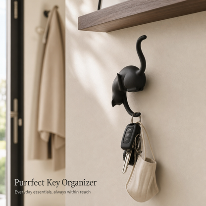 🐈‍⬛🗝️ Porte-clés créatif en forme de queue de chat noir – Crochet décoratif pour la maison 🏠