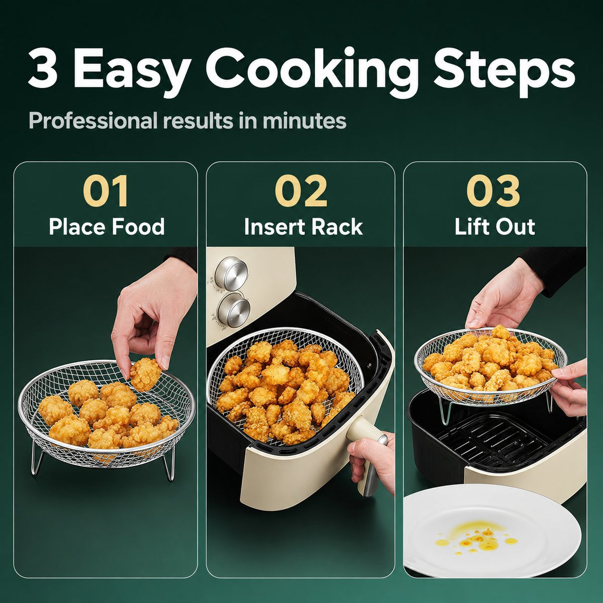 🔥🥘 Grille en acier inoxydable pour friteuse à air chaud – Croustillant sans effort