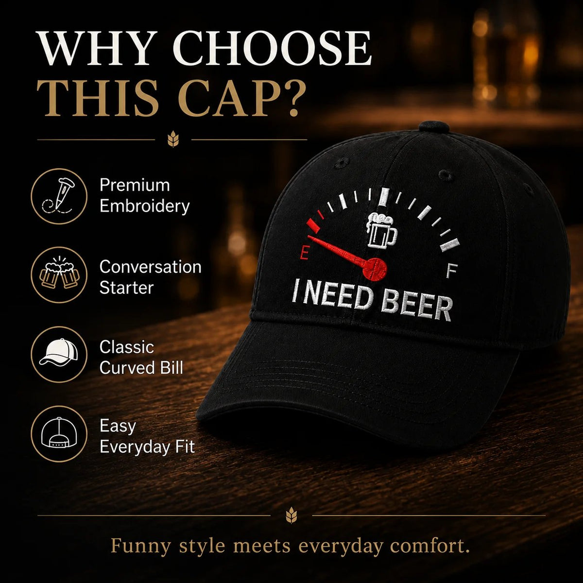 🔥DERNIER JOUR DE LA PROMOTION 50 % DE RÉDUCTION - 🍺 Casquette de baseball brodée « I NEED BEER » – Casquette commémorative unisexe🧢