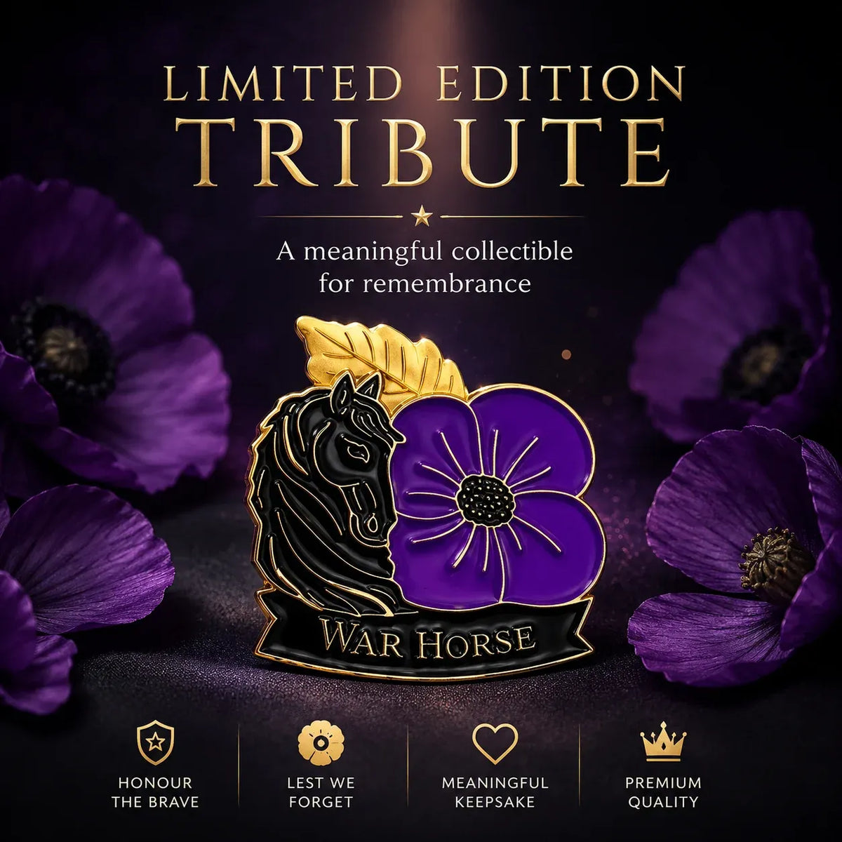 🐴 Broche en forme de pavot violet en mémoire d'un cheval 💜