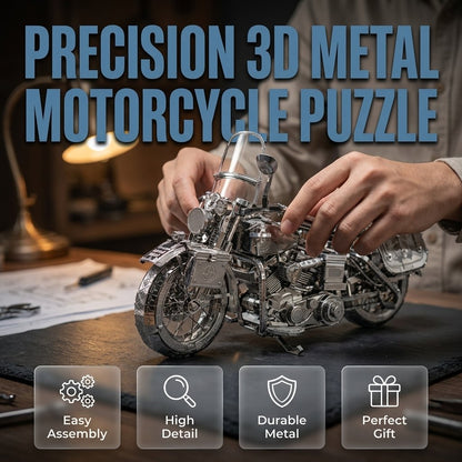 🔥OFFRE SPÉCIALE🔥Puzzle de montage 3D en métal argenté représentant une moto