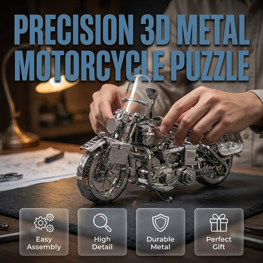 🔥OFFRE SPÉCIALE🔥Puzzle de montage 3D en métal argenté représentant une moto