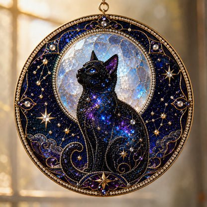🌙 Kit de bricolage pour créer un chat noir divin comme décoration de fenêtre | Capteur de soleil en 3D avec des perles 🔮✨