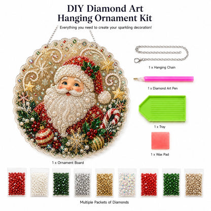 🎄 Kit de plaque décorative suspendue en acrylique « Diamond Art » sur le thème de Noël avec perles nacrées | Panneau résistant aux rayures et à la décoloration avec perles nacrées | Décoration de Noël à réaliser soi-même 🎅💎