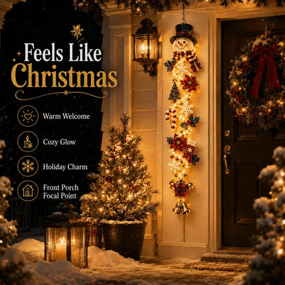 🎄MerryCascade™ Décoration de porte de Noël lumineuse | 6 modèles festifs et lumineux, avec une lueur chaleureuse, des détails en relief et une décoration verticale peu encombrante ✨