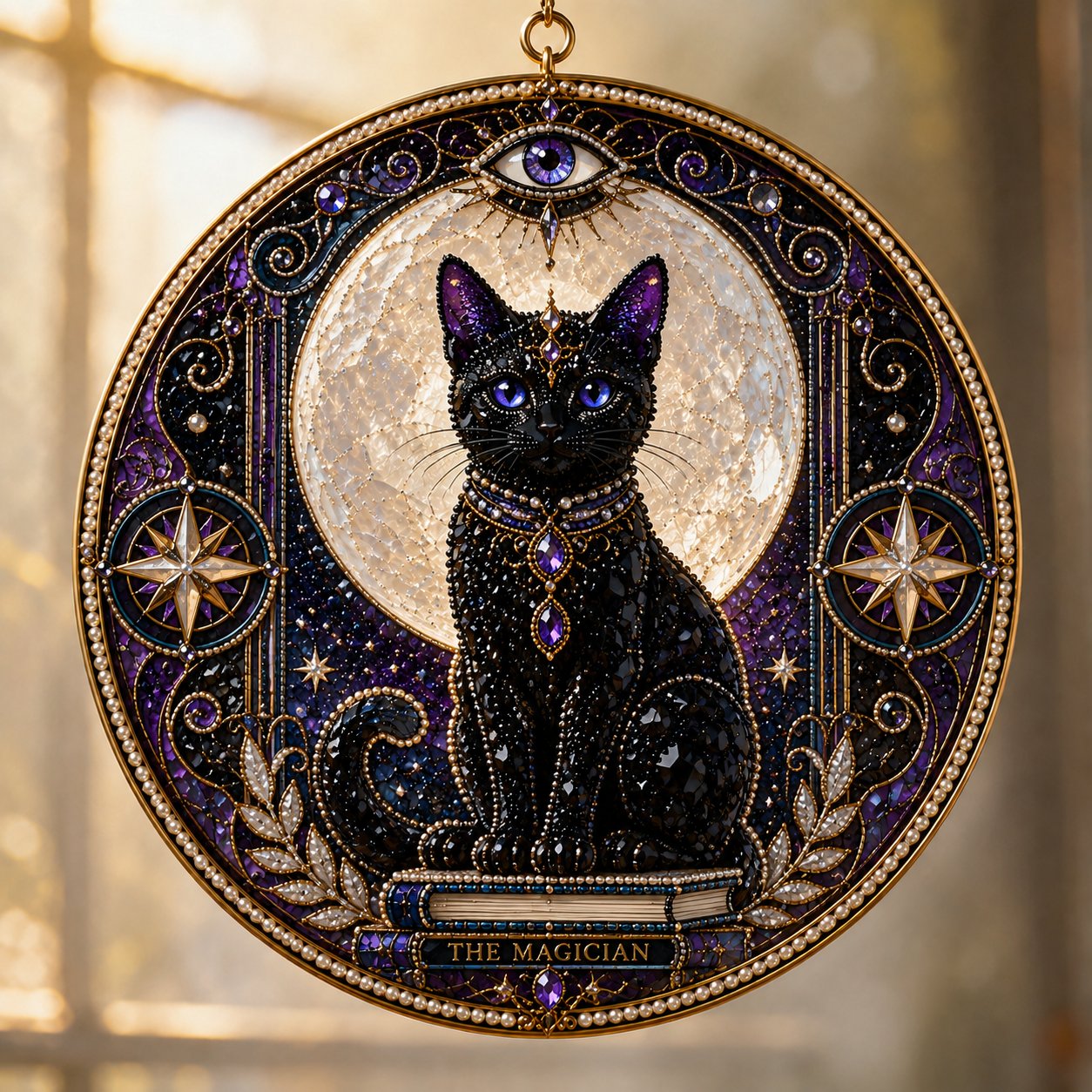 🌙 Kit de bricolage pour créer un chat noir divin comme décoration de fenêtre | Capteur de soleil en 3D avec des perles 🔮✨