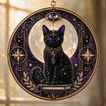 🌙 Kit de bricolage pour créer un chat noir divin comme décoration de fenêtre | Capteur de soleil en 3D avec des perles 🔮✨
