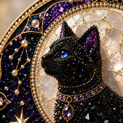 🌙 Kit de bricolage pour créer un chat noir divin comme décoration de fenêtre | Capteur de soleil en 3D avec des perles 🔮✨