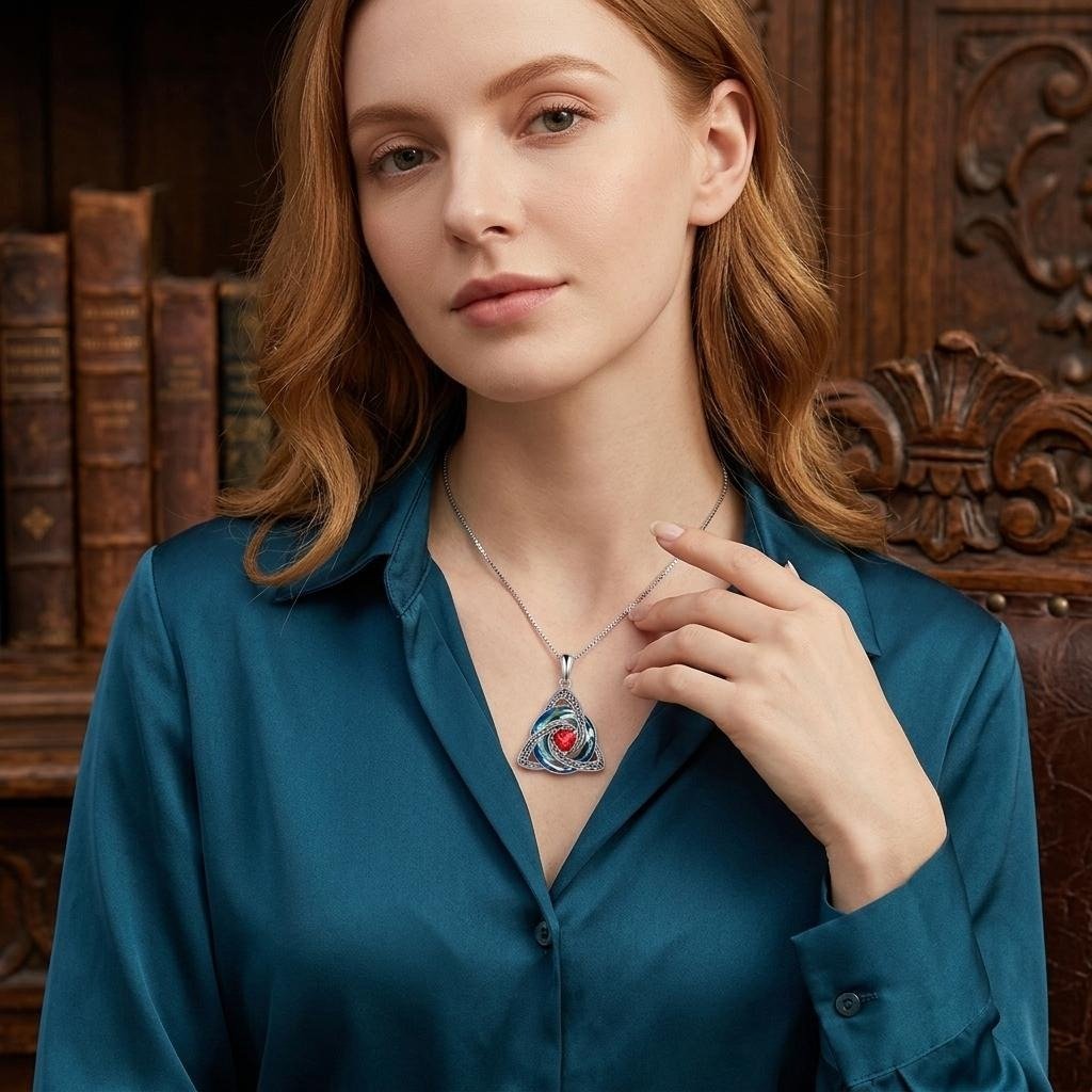 ✨Collier avec nœud celtique de la Trinité et pierre de naissance – Un symbole chargé de sens, représentant l'amour et le lien ❤️