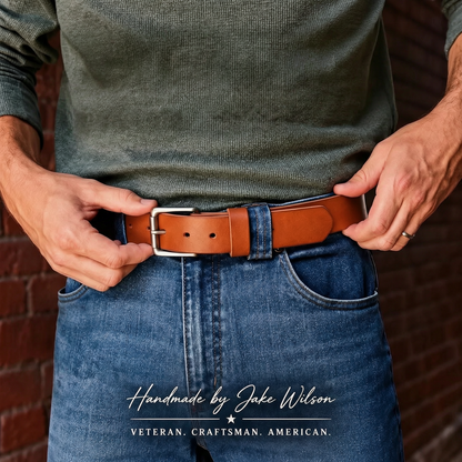 🔥 Ceinture en cuir de buffle pleine fleur fabriquée à la main – Conçue pour durer