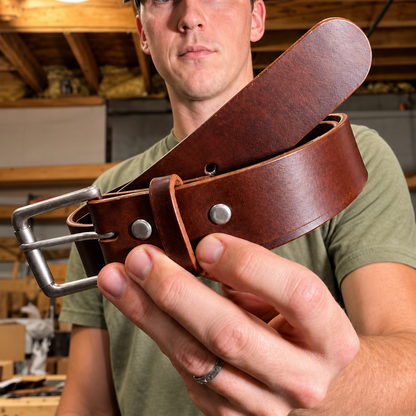 🔥 Ceinture en cuir de buffle pleine fleur fabriquée à la main – Conçue pour durer