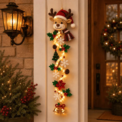 🎄MerryCascade™ Décoration de porte de Noël lumineuse | 6 modèles festifs et lumineux, avec une lueur chaleureuse, des détails en relief et une décoration verticale peu encombrante ✨